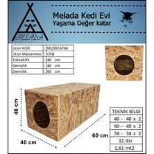 Melada Mobilya Kedi Evi Dış Ortam Uygun Ahşap Kedi Evi Osb 60x40x40 cm