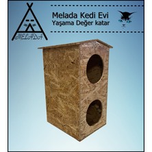 Melada Mobilya Kedi Evi Dış Ortam Uygun Ahşap Kedi Evi Dublex Osb 66x39x32 cm