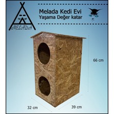 Melada Mobilya Kedi Evi Dış Ortam Uygun Ahşap Kedi Evi Dublex Osb 66x39x32 cm