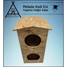 Melada Mobilya Kedi Evi Dış Ortam Uygun Ahşap Kedi Evi Dublex Osb 66x39x32 cm