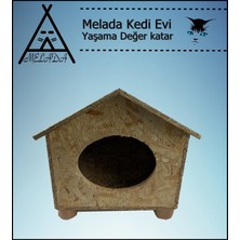 Melada Mobilya Kedi Evi Dış Ortam Uygun Ahşap Kedi Evi Osb 43x40x37 cm