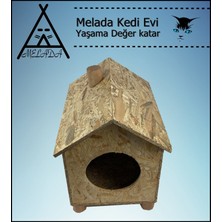 Melada Mobilya Kedi Evi Dış Ortam Uygun Ahşap Kedi Evi Osb 43x40x37 cm