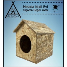 Melada Mobilya Kedi Evi Dış Ortam Uygun Ahşap Kedi Evi Osb 40x35x30 cm