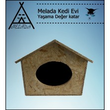 Melada Mobilya Kedi Evi Dış Ortam Uygun Ahşap Kedi Evi Osb 40x35x30 cm