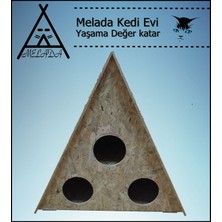 Melada Mobilya Kedi Evi Dış Ortam Uygun Ahşap Kedi Evi Osb 78x76x35 cm