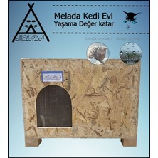 Melada Mobilya Kedi Evi Dış Ortam Uygun Ahşap Kedi Evi Osb 61x41x36 cm