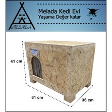 Melada Mobilya Kedi Evi Dış Ortam Uygun Ahşap Kedi Evi Osb 61x41x36 cm