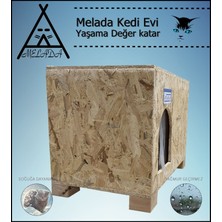 Melada Mobilya Kedi Evi Dış Ortam Uygun Ahşap Kedi Evi Osb 61x41x36 cm