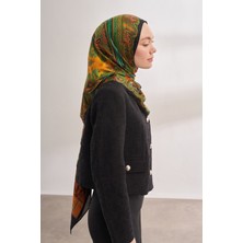 Armanda Mistik Desen Ithal Vual Şal - Siyah-Orange