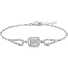  925 Ayar Gümüş Baget Taşlı Bileklik