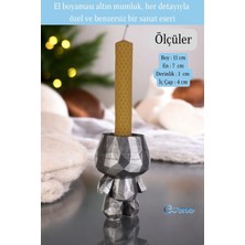 Altın Eskitme Mumluk Şamdan Ince Mum Uyumlu Model 5