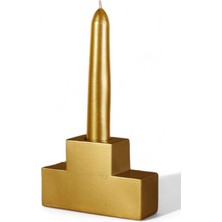 Altın Mumluk Şamdan Ince Mum Uyumlu Model 16