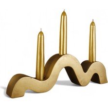 Altın Eskitme Mumluk Şamdan Ince Mum Uyumlu Model 13