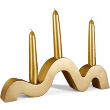 Altın Eskitme Mumluk Şamdan Ince Mum Uyumlu Model 13