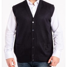 Mihman Butik Erkek Ince Yün Örgü Lacivert Triko Yelek