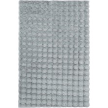Decofloor Halı Bubble Tavşan Tüyü gri Oval Ekstra Yumuşak Dokulu Peluş Halı