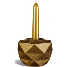 Altın Mumluk Şamdan Ince Mum Uyumlu Model 45