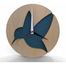 Lazer Kesim Ahşap Katmanlı Kuş Dekorlu Tasarım Duvar Saati