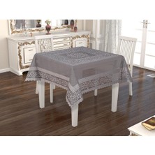 Wenessi Osmanlı Desen Masa Örtüsü Gri 160x160 cm kare masa örtüsü