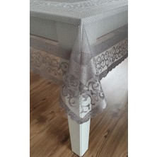 Wenessi Osmanlı Desen Masa Örtüsü Gri 160x160 cm kare masa örtüsü