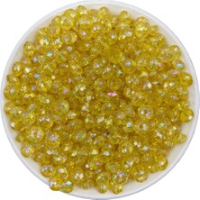 Hedef Bijuteri Sarı Renk 8mm Basık Janjanlı Akrilik Boncuk,parlak Takı Yapım Hobi Boncuğu (50GR,~290 Adet)