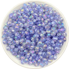 Hedef Bijuteri Lila / Açık Mor  Renk 8mm Basık Janjanlı Akrilik Boncuk,takı , Çanta Yapım Boncuğu (50GR,~290 Adet)
