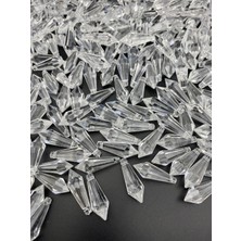 Hedef Bijuteri 50GR Küçük Akrilik Sarkıt,fişek,kalem Model Boncuk Sallantılı Avize Taşı,abajur Boncuğu (~36 Adet)