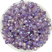 Hedef Bijuteri 50GR 8mm Janjanlı Lila / Açık Mor Küp,kübik Model Akrilik Boncuk,takı.çanta BONCUĞU(50GR,~200 Adet)