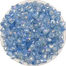 Hedef Bijuteri 50GR 8mm Janjanlı Açık Mavi Renk Küp,kübik Model Akrilik Boncuk,takı.çanta BONCUĞU(50GR,~200 Adet)
