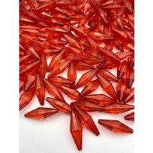 Kırmızı Renk Büyük Arpa Model Akrilik Boncuk,takı,çanta Yapım Boncuğu (100GR,~45 Adet)