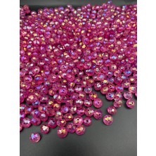 100GR Fuşya Renk Basık 10MM Janjanlı Akrilik Boncuk,takı, Çanta Yapım Boncuğu (300 Adet)