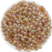Vizon / Açık Kahverengi 8mm Basık Janjanlı Akrilik Boncuk,takı,çanta Yapım Boncuğu (50GR,~290 Adet)