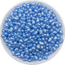 Hedef Bijuteri 50GR Mavi Renk Formsuz Şekilsiz Plastik Lüks Barok Inci Boncuk, Yamuk Inci (~250 Adet)
