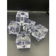 Hedef Bijuteri 2 Adet Büyük Küp,kübik Model 46MM Küp Şeffaf Akrilik Boncuk Avize Taşı, Abajur, Aksesuar Boncuğu