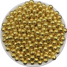 Hedef Bijuteri Deliksiz Inci Boncuk, 8mm Dünya Model Metalize Gold / Altınsarısı Çakma Incisi (50GR,~30ADET)