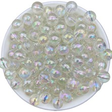 Hedef Bijuteri 12MM Şeffaf Renk Janjanlı Akrilik Top Boncuk,parlak Takı, Çanta Yapım Boncuğu (100GR,~95 Adet)