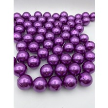 Hedef Bijuteri 24MM Mor Renk Plastik Inci Boncuk, Çanta ve Takı Yapım Boncuğu (100 Gr,~14 Adet)