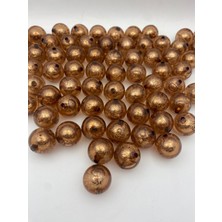 24MM Içi Folyolu Kahverengi / Vizon Renk Akrilik Boncuk,takı, Çanta Yapım Boncuğu (100GR,~14ADET)