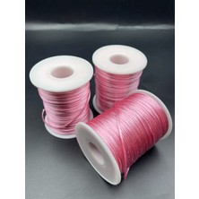 Hedef Bijuteri Floş Ip, 100 Metre (Bobin) Pembe Renk Floş Ip, 1mm Floş Ip / Sıçan Kuyruğu Takı Bileklik Ipi