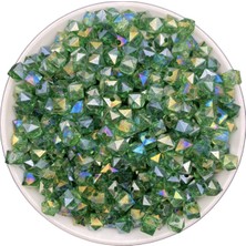 Hedef Bijuteri 50GR 8mm Janjanlı Zümrüt Yeşili /yeşil Küp,kübik Akrilik Boncuk,takı.çanta Boncuğu (50GR,~200 Adet)