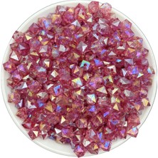 Hedef Bijuteri 50GR 8mm Janjanlı Fuşya / Koyu Pembe Küp,kübik Model Akrilik Boncuk,çanta Boncuğu (50GR,~200 Adet)