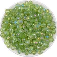 Hedef Bijuteri Yeşil Renk Basık 10MM  Janjanlı Akrilik Boncuk,parlak Takı, Çanta Yapım Boncuğu (50GR,~150 Adet)