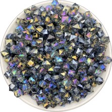 Hedef Bijuteri 50GR 8mm Janjanlı Füme / Koyu Gri Küp,kübik Akrilik Boncuk,takı.çanta Boncuğu (50GR,~200 Adet)