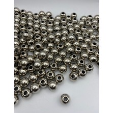 Hedef Bijuteri 16MM Geniş Delikli Gümüş-Nikel Renk Metalize Plastik Boncuk, Takı, Çanta Boncuğu (100GR,~46ADET)