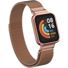 Heptek İletişim Xiaomi Redmi Watch (Mi Watch Lite) Uyumlu Krd-58 Metal Kordon - Rose Gold
