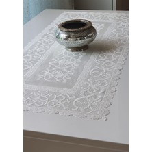 Wenessi Osmanlı Desen Örme Kısa Runner Örtüsü 40 x 90 cm Krem