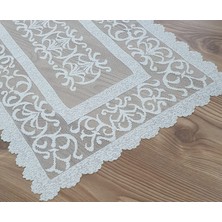 Wenessi Osmanlı Desen Örme Kısa Runner Örtüsü 40 x 90 cm Krem