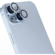 Heptek İletişim Apple iPhone 16 Cl-15 Parmak Izi Bırakmayan Anti-Reflective Kamera Lens Koruyucu-Mavi