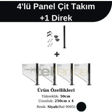 Telfence 50CM Siyah 4 'lü Panel Çit Takım Çift Telli + 1 Direk Avantaj Paketi (10 Metre)