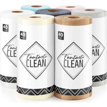 Fantasti Clean Çok Amaçlı Rulo Mikrofiber Temizlik Bezi 30X30 40 Yapraklı Kahverengi